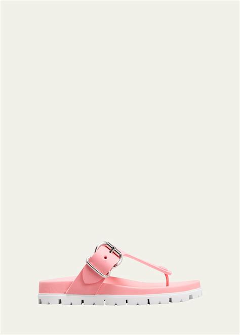 Prada Fussbet Buckle Thong Sandals 